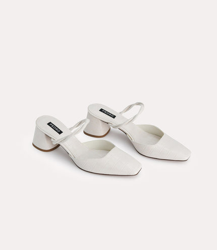 Croc-Effect Heeled Mules