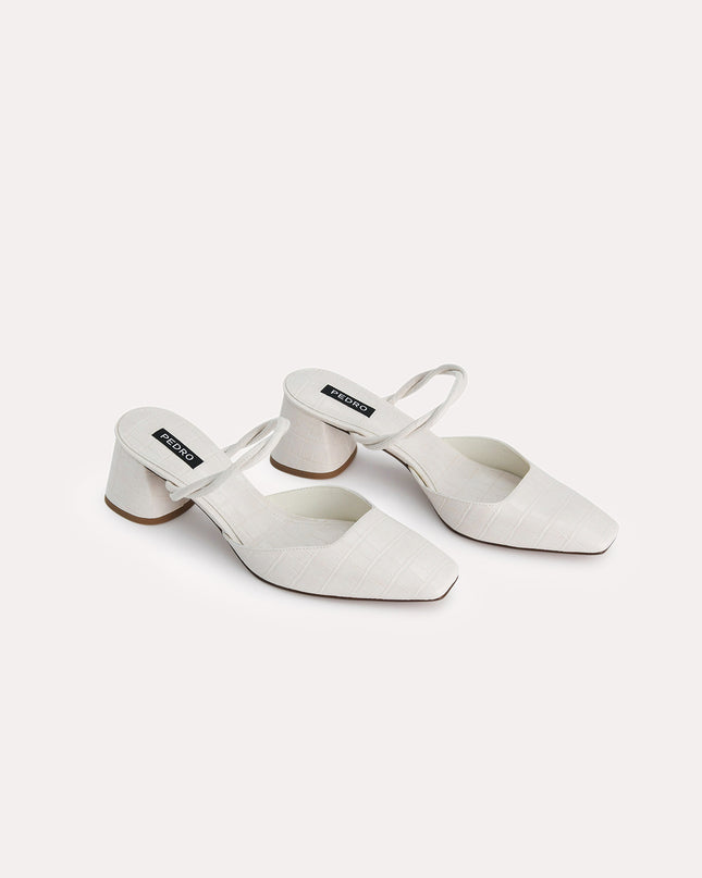 Croc-Effect Heeled Mules