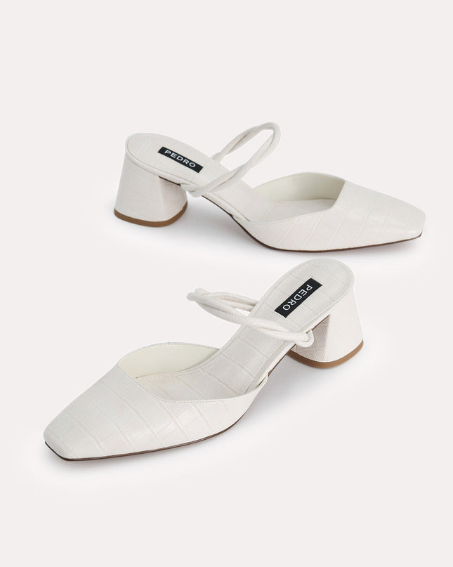 Croc-Effect Heeled Mules