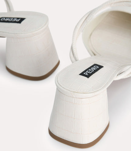 Croc-Effect Heeled Mules