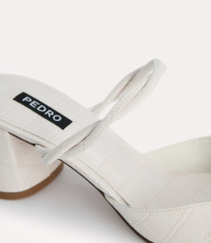 Croc-Effect Heeled Mules