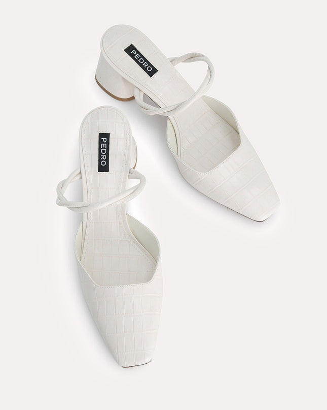 Croc-Effect Heeled Mules