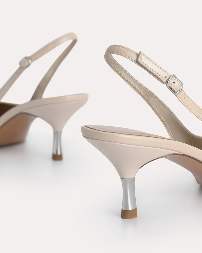 Plaque Satin Slingback Pumps