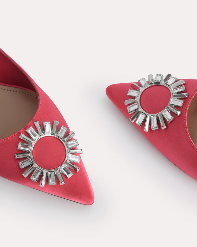Plaque Satin Slingback Pumps