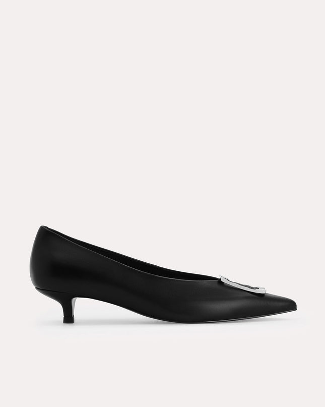 Leather Plaque Pumps