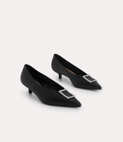 Leather Plaque Pumps