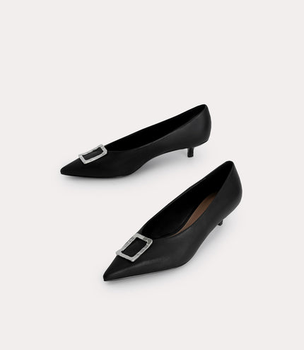 Leather Plaque Pumps