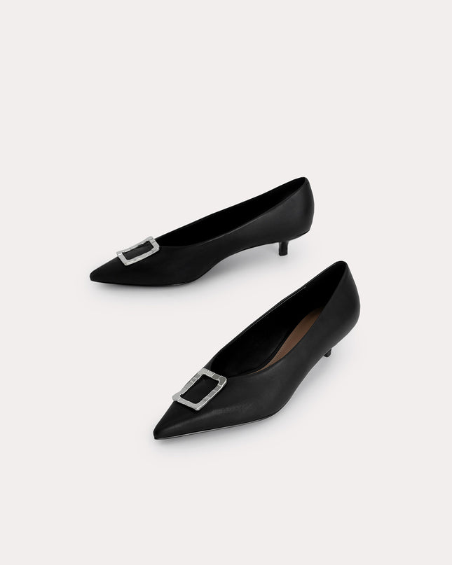 Leather Plaque Pumps