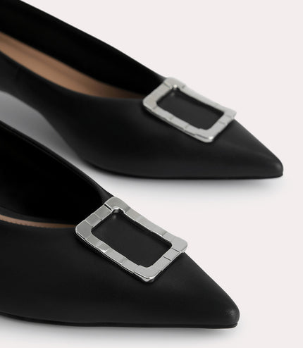 Leather Plaque Pumps