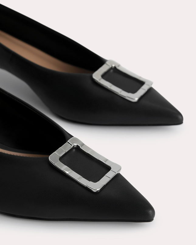Leather Plaque Pumps