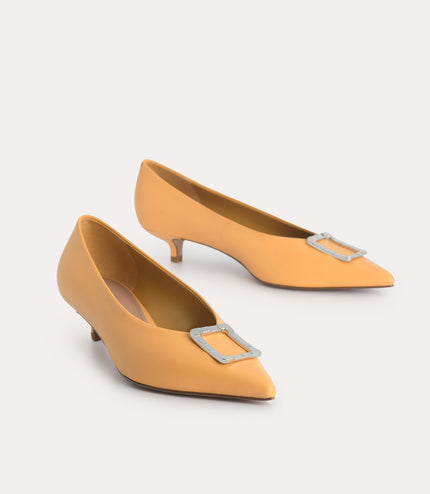 Leather Plaque Pumps
