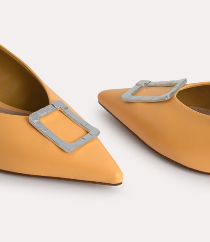 Leather Plaque Pumps