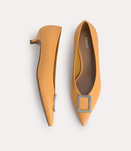 Leather Plaque Pumps