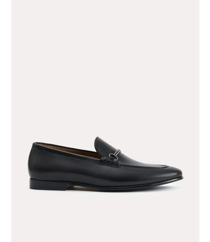 Burnished Leather Loafers with Bit Detailing