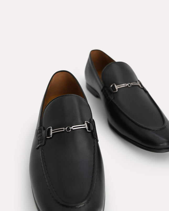 Burnished Leather Loafers with Bit Detailing
