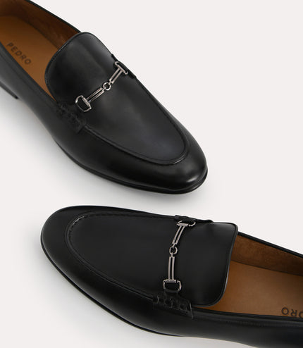 Burnished Leather Loafers with Bit Detailing