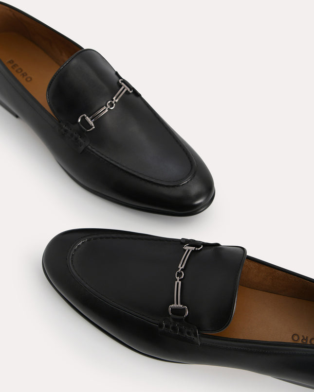 Burnished Leather Loafers with Bit Detailing