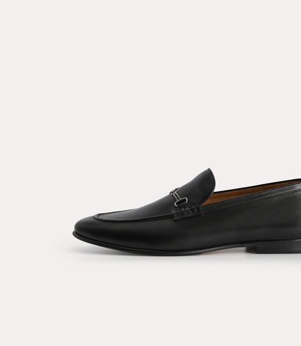 Burnished Leather Loafers with Bit Detailing