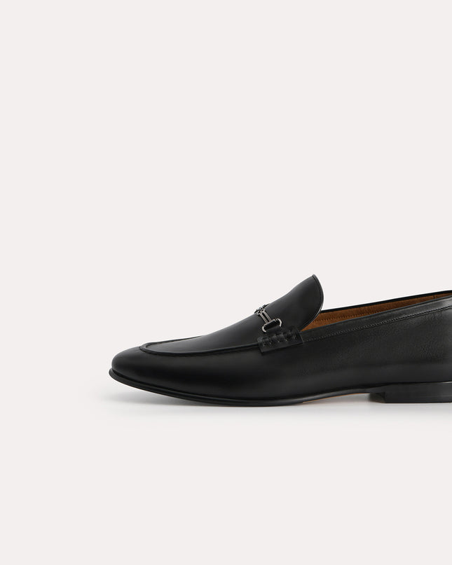 Burnished Leather Loafers with Bit Detailing