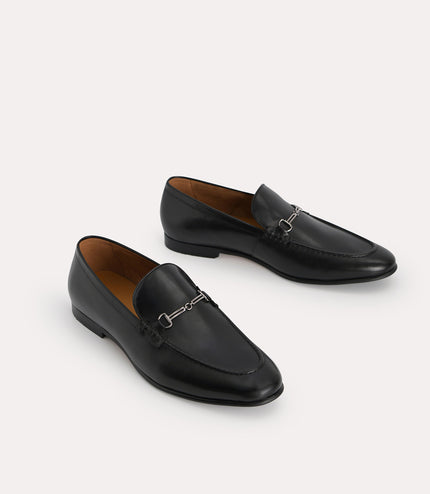 Burnished Leather Loafers with Bit Detailing