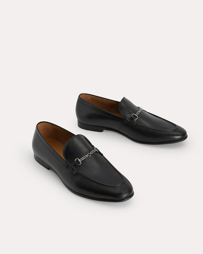 Burnished Leather Loafers with Bit Detailing