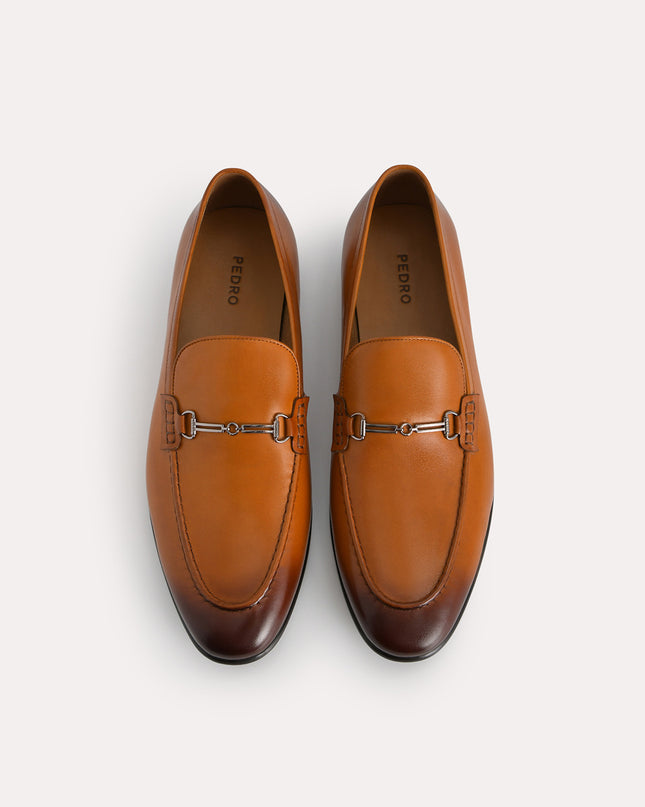 Burnished Leather Loafers with Bit Detailing