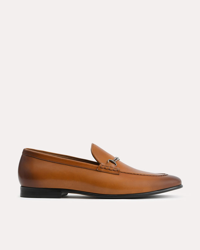 Burnished Leather Loafers with Bit Detailing