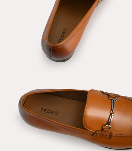Burnished Leather Loafers with Bit Detailing