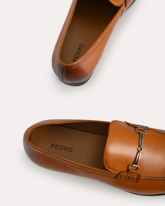 Burnished Leather Loafers with Bit Detailing