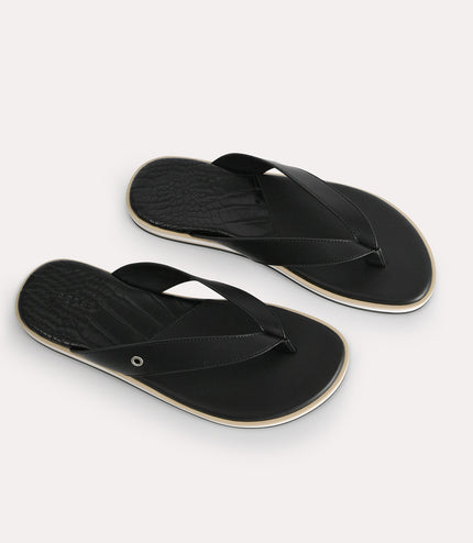 Croc-Effect Thong Sandals