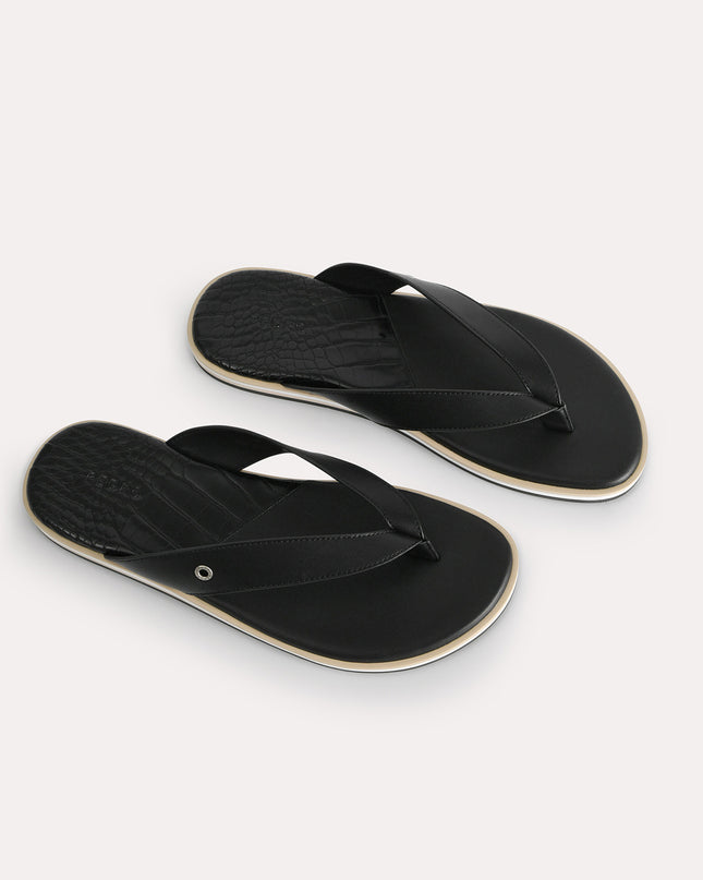 Croc-Effect Thong Sandals