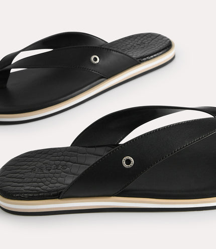 Croc-Effect Thong Sandals