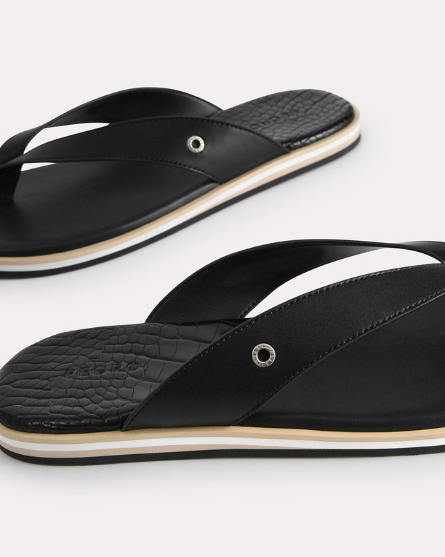 Croc-Effect Thong Sandals