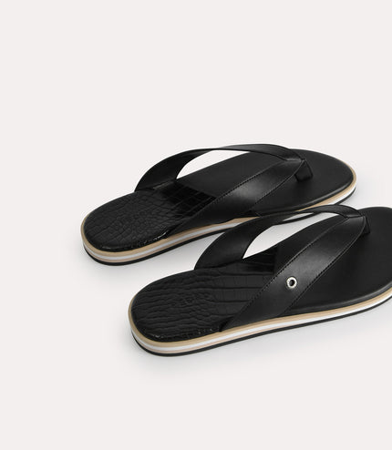 Croc-Effect Thong Sandals