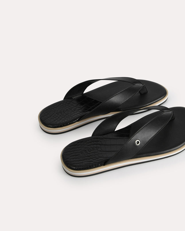 Croc-Effect Thong Sandals
