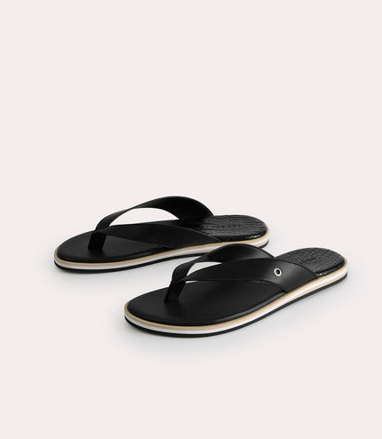 Croc-Effect Thong Sandals