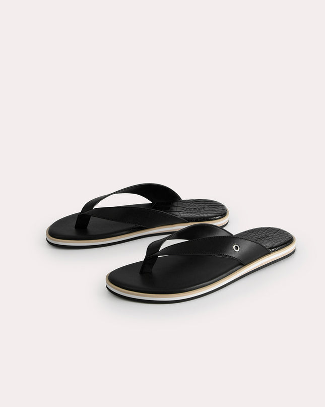 Croc-Effect Thong Sandals