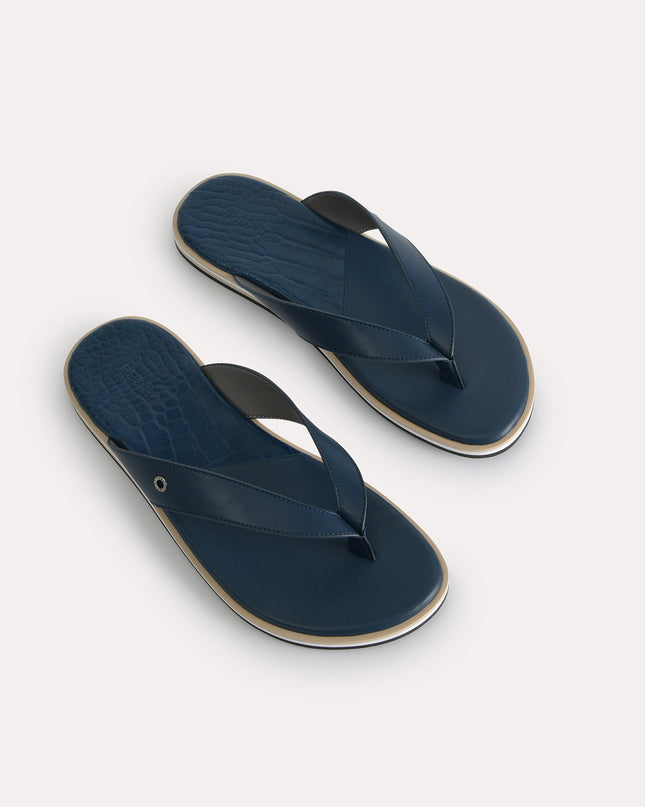 Croc-Effect Thong Sandals