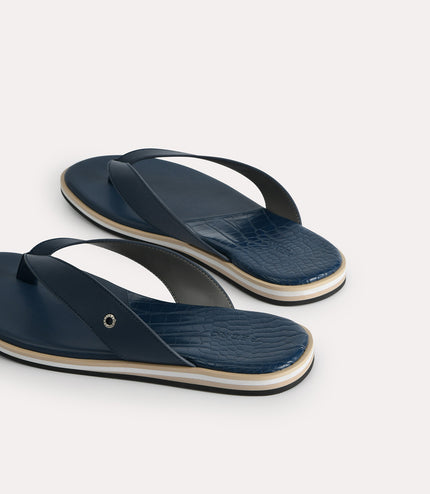 Croc-Effect Thong Sandals