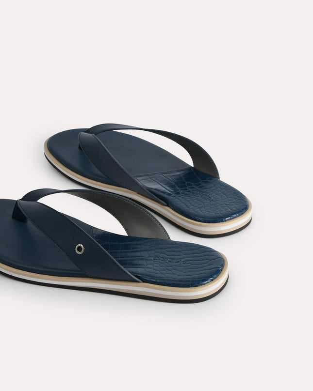 Croc-Effect Thong Sandals