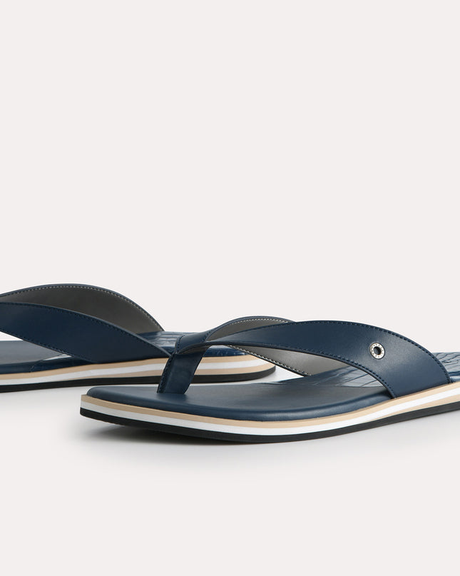 Croc-Effect Thong Sandals
