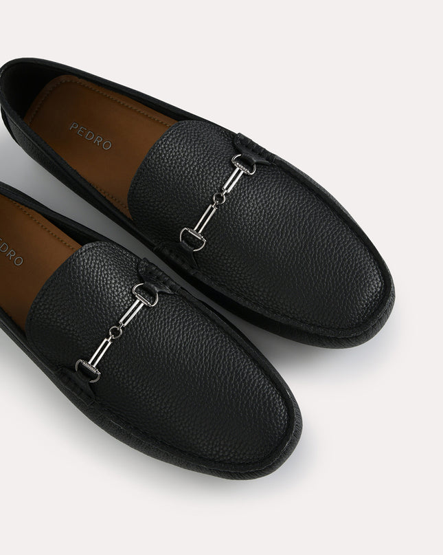 Textured Leather Moccasins with Bit Detailing
