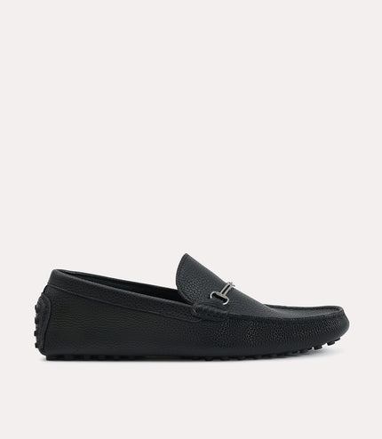 Textured Leather Moccasins with Bit Detailing