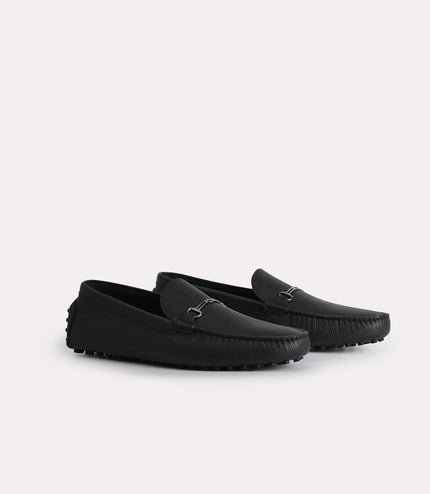 Textured Leather Moccasins with Bit Detailing