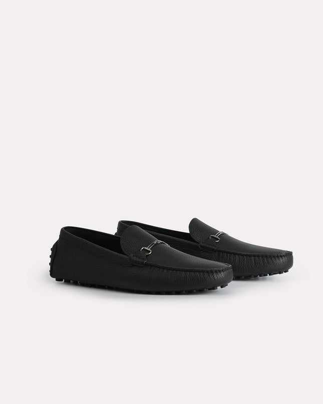 Textured Leather Moccasins with Bit Detailing