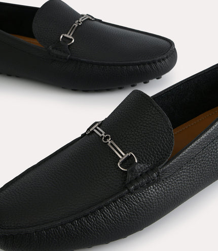 Textured Leather Moccasins with Bit Detailing