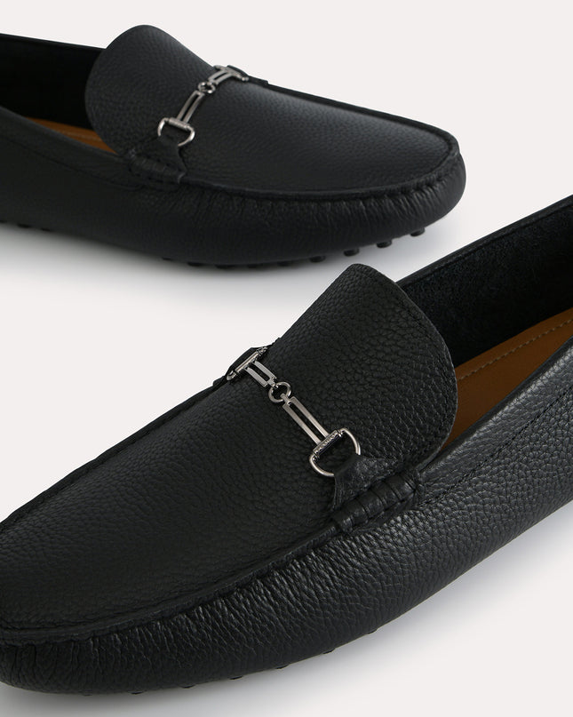 Textured Leather Moccasins with Bit Detailing