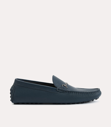 Textured Leather Moccasins with Bit Detailing
