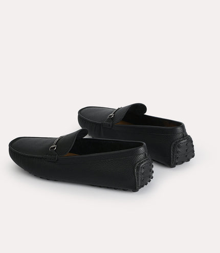 Textured Leather Moccasins with Bit Detailing