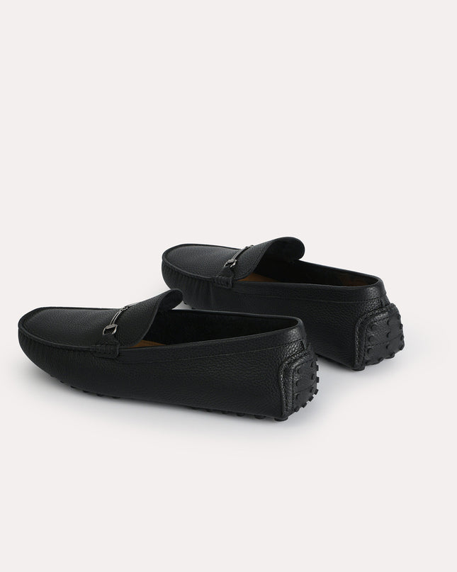 Textured Leather Moccasins with Bit Detailing